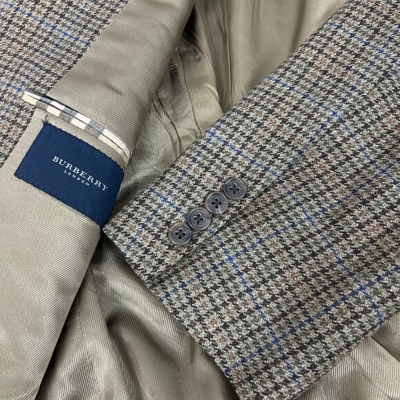 Burberry London Houndstooth Wool Sport Coat Blazer Jacket Size 44 Long Men's - Picture 1 of 6